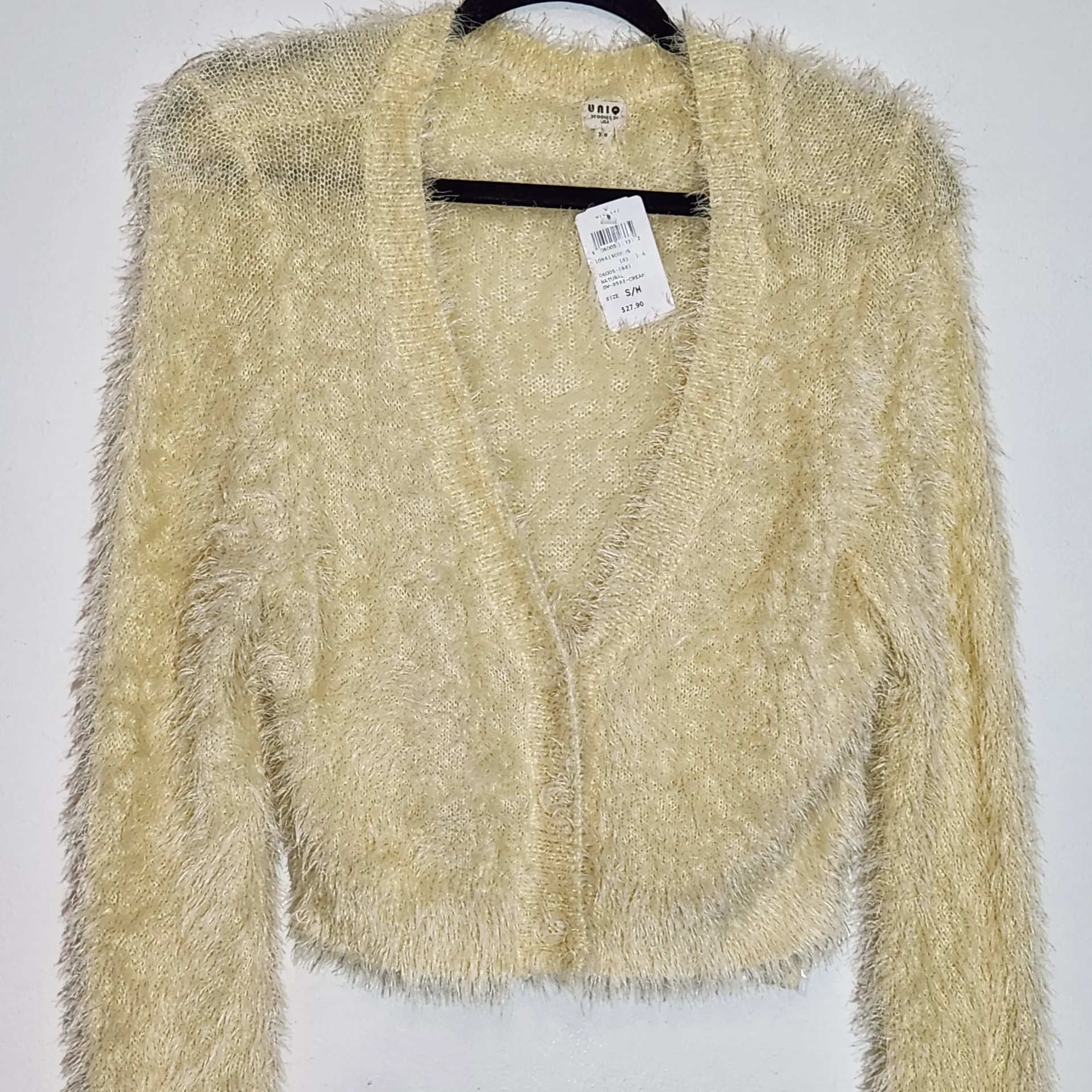 Windsor Uniq Fuzzy Cream Cropped Cardigan NWT Size Small/Medium Fuzzy Cardigan - Image 4
