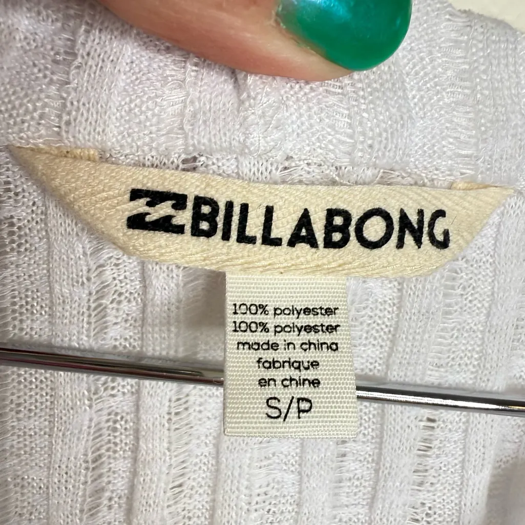 Billabong Sheer White Swim Coverup w/ Hood Size Small Roll Tab Sleeves Ruching - Image 4