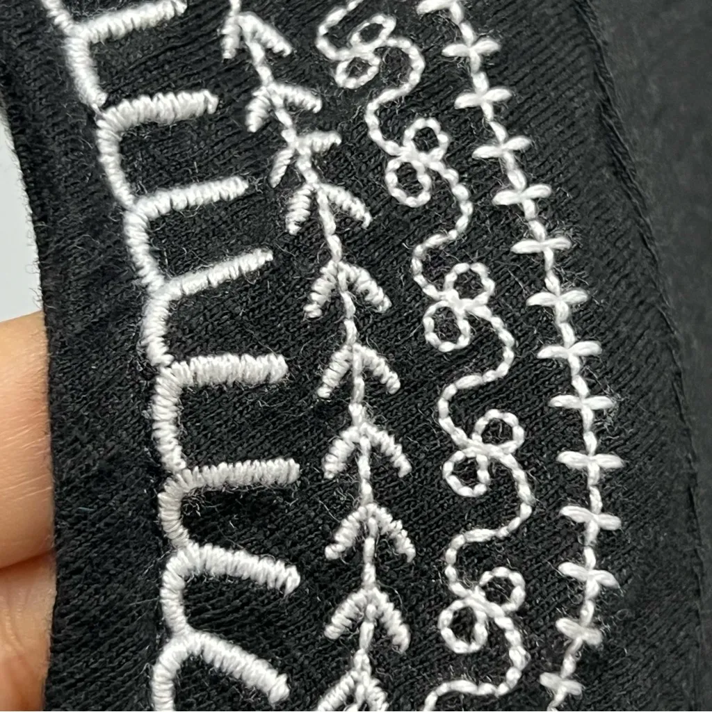 Jane and Delancey M Black Sleeveless Top with white embroidery 100% cotton - Image 10