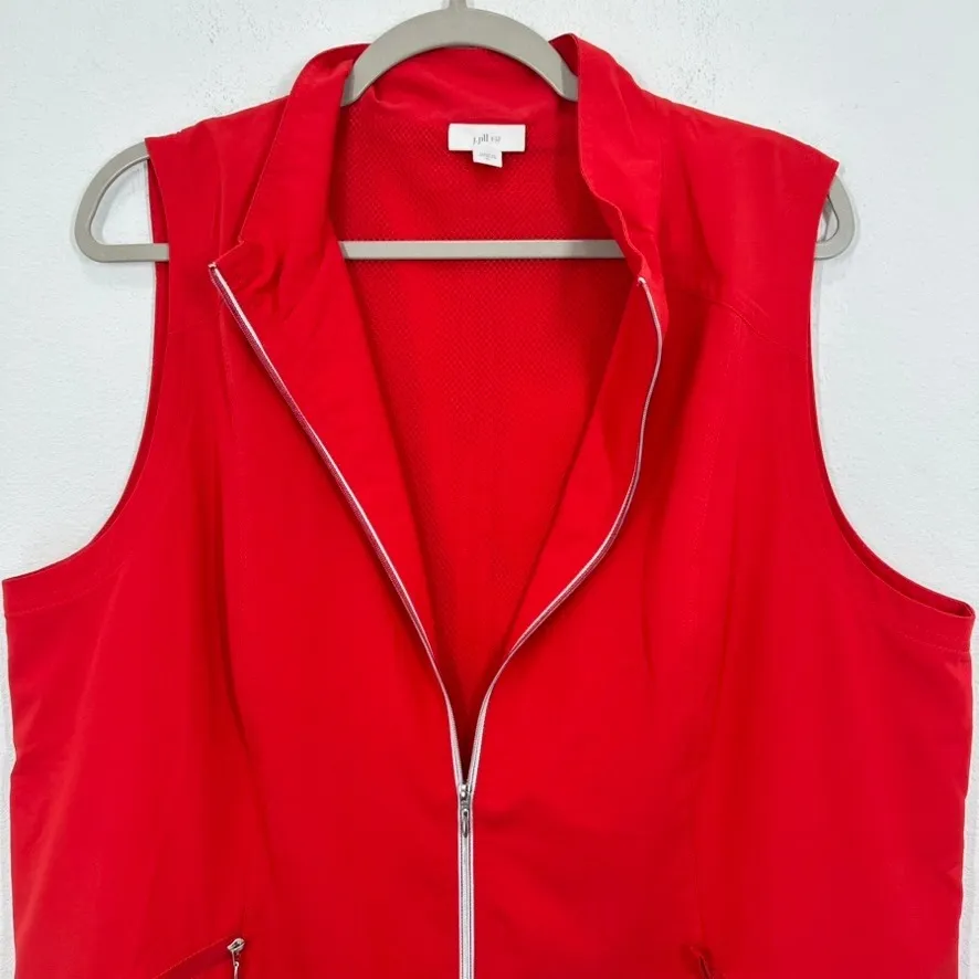 J Jill Fit Size XL Red Zip Up Sleeveless Vest Lightweight Windbreaker Athletic - Image 4