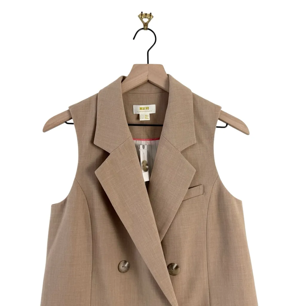 Maeve Beige Double-Breasted Vest Sz 2 NWT - Image 4