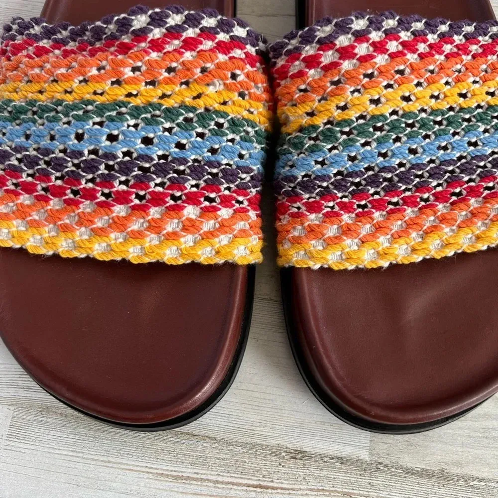 Rag & Bone Bailey Multi Colored Woven Slides Like New Size 10 runs small - Image 3