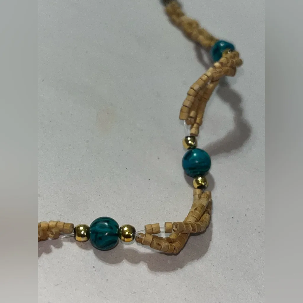 Tulsi Kanthi Mala with coloured beads choker Blue - Image 3