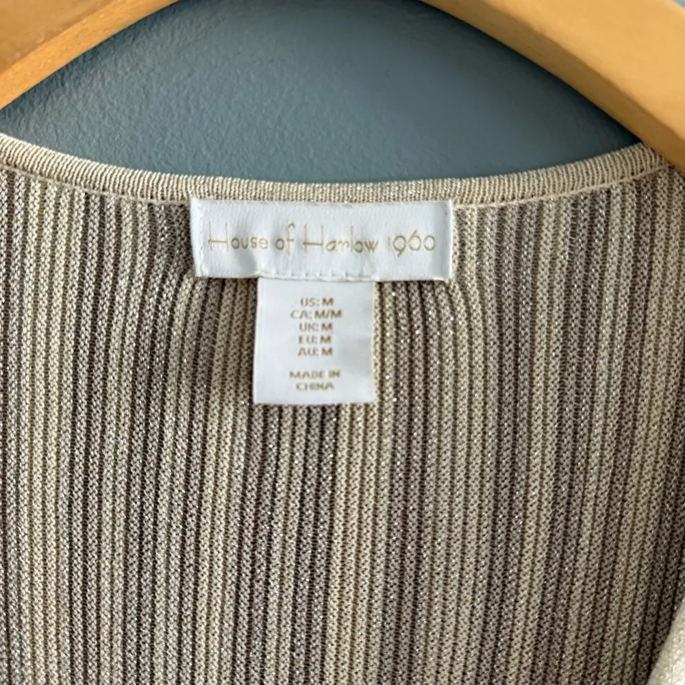 House of Harlow 1960 Striped Metallic Cardigan Pants Set Silver Size M - Image 7