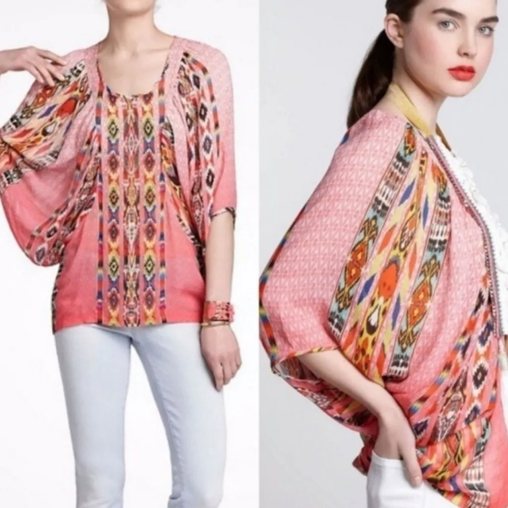 Tanvi Kedia Anthropologie S Shivali Top Embroidered Beaded Dolman Sleeve Boho - Image 2