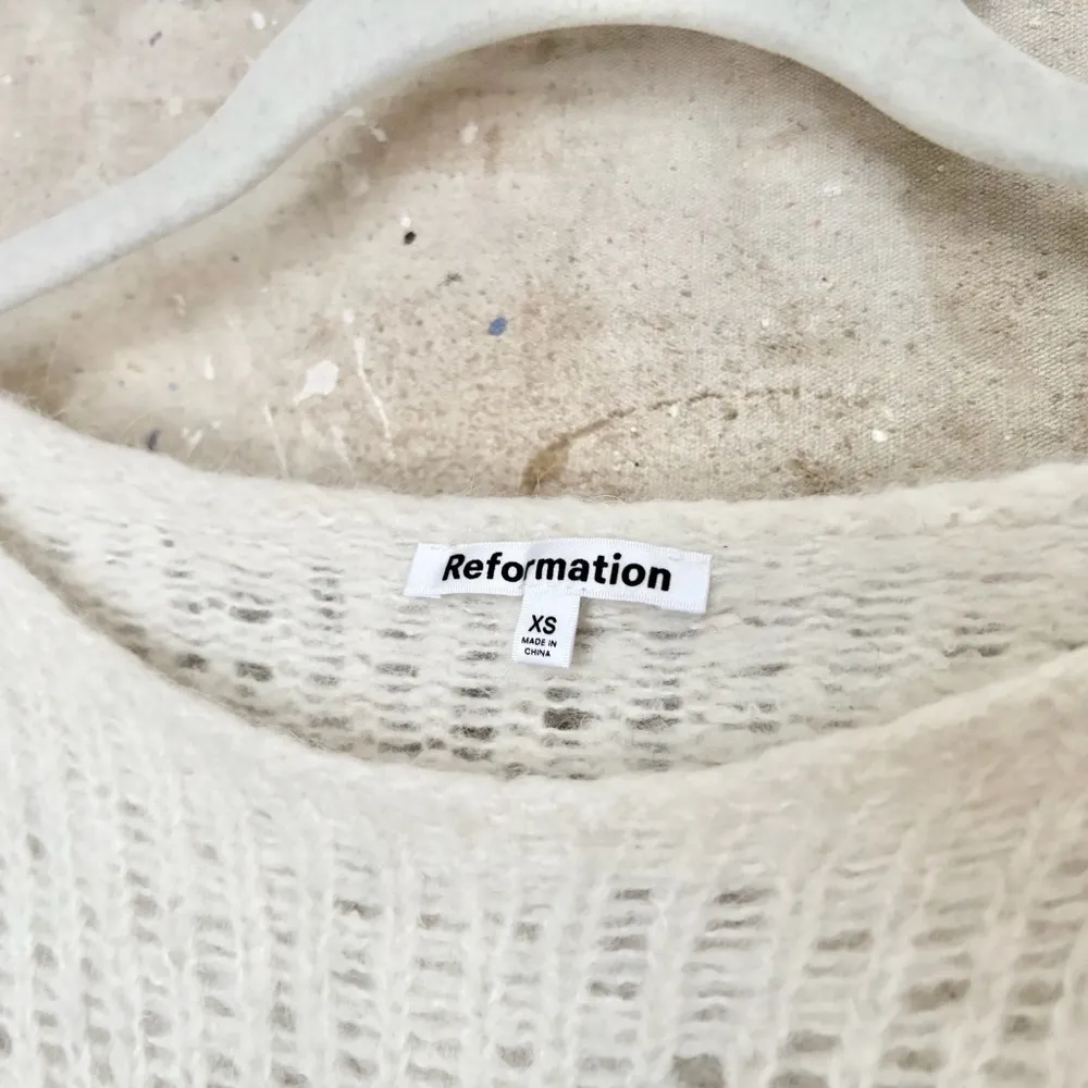 Reformation Kaya Oversized Baby Alpaca Sweater in Cream - Image 3