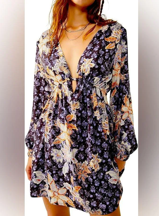 Free People Soli Mini Dress NWT $128 Size XS Night Combo Purple - Image 4