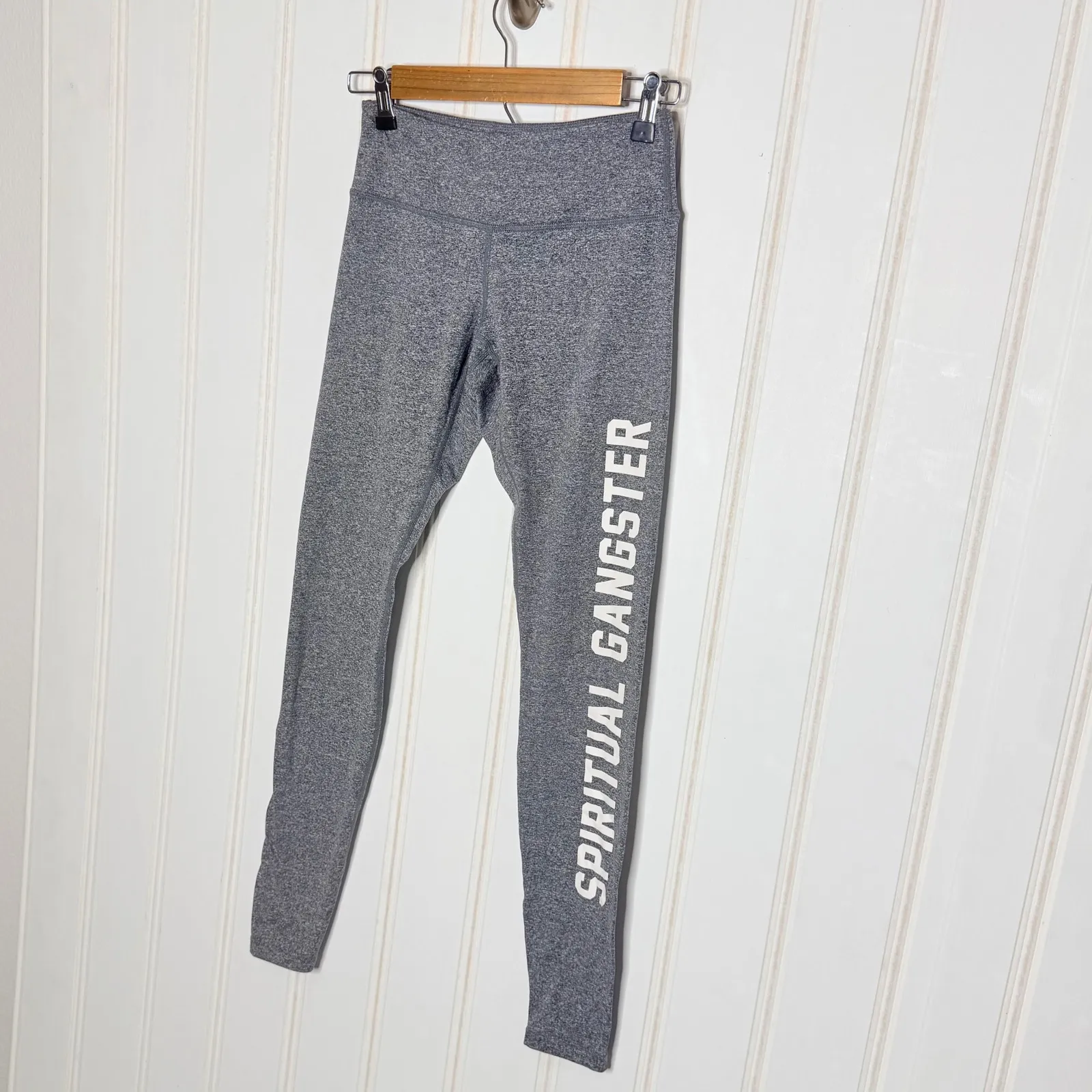 Spiritual Gangster Leggings Gray Heathered Athletic Workout Pants Size Small - Image 5