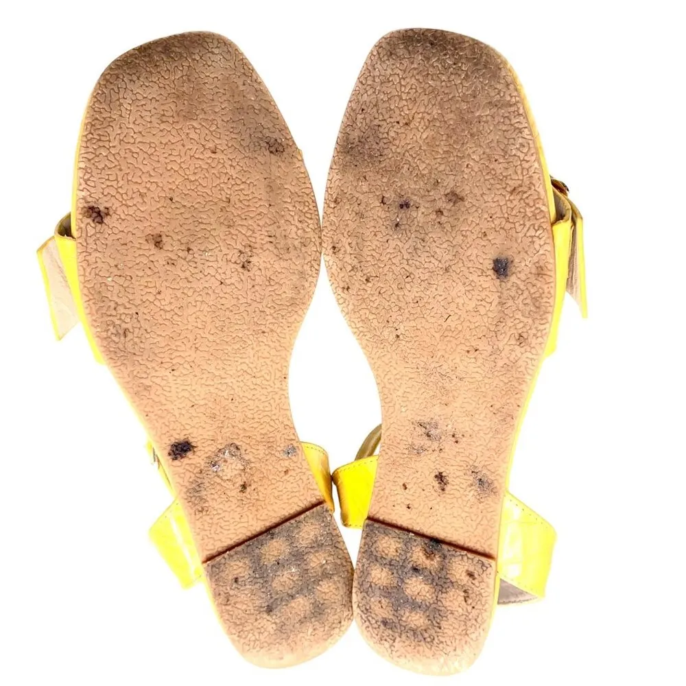 Yellow Bks Dallis Sandals Size 8 Buckle Straps Croc-Embossed Ankle Wrap Resort - Image 7