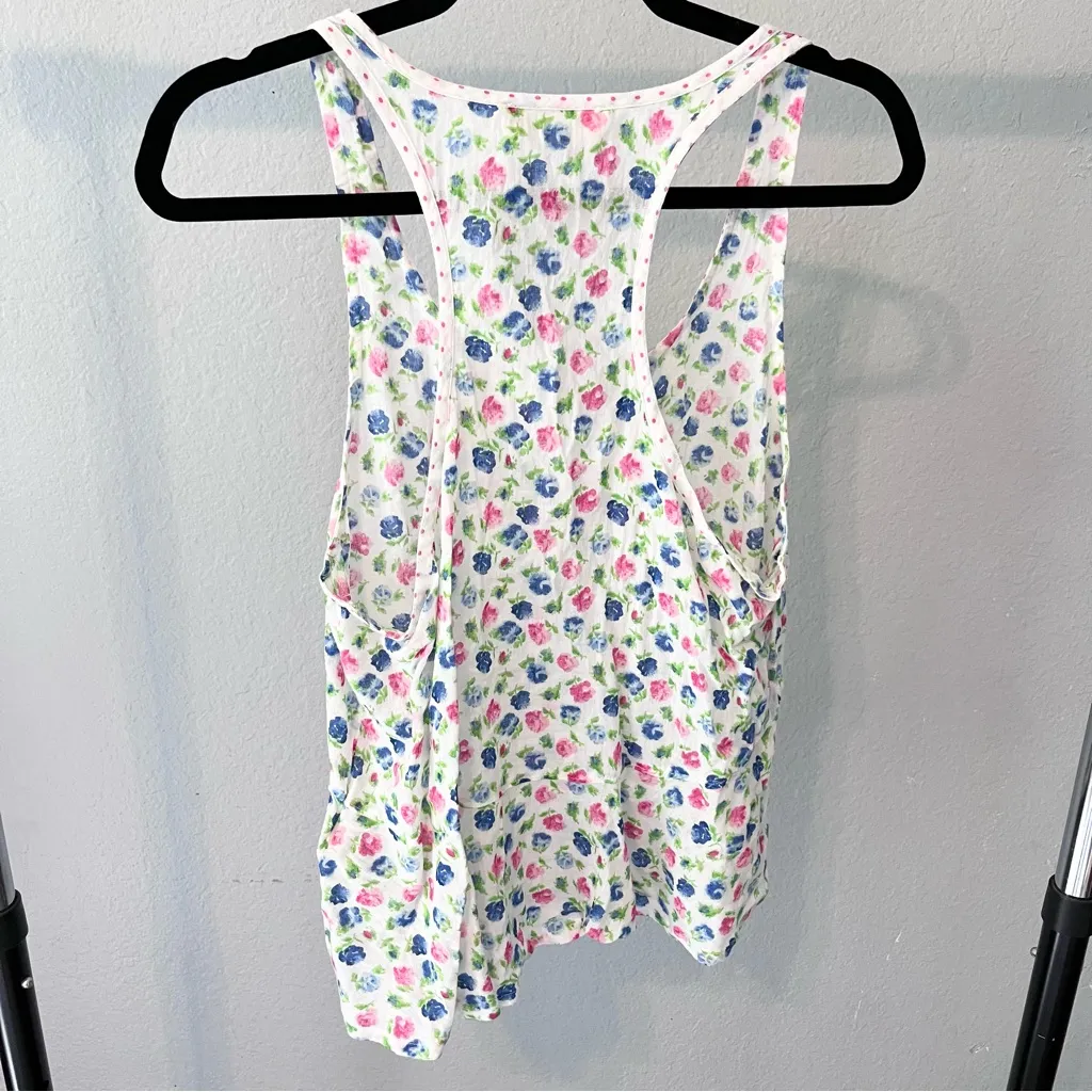 ABERCROMBIE & FITCH White Pink Blue Floral Tank Top Medium NWT - Image 4