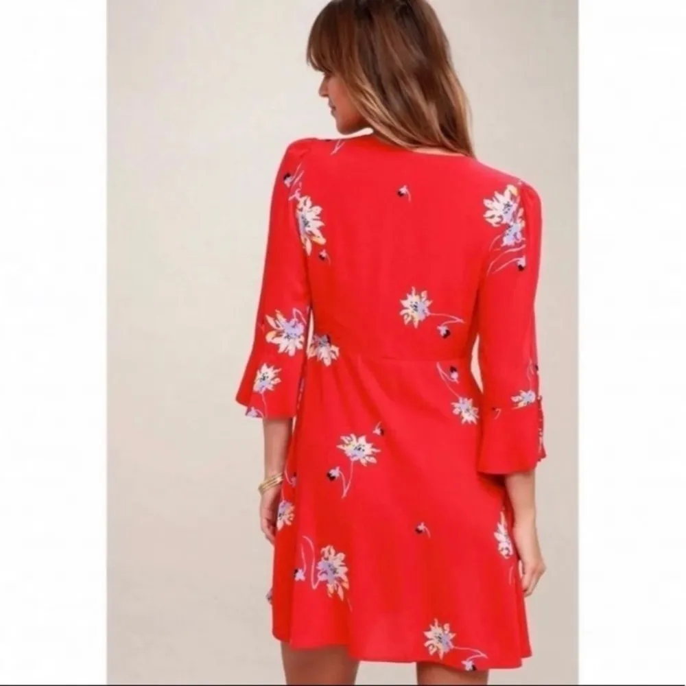 Free People Time On My Side Red Floral Mini Dress Y2K - Image 3