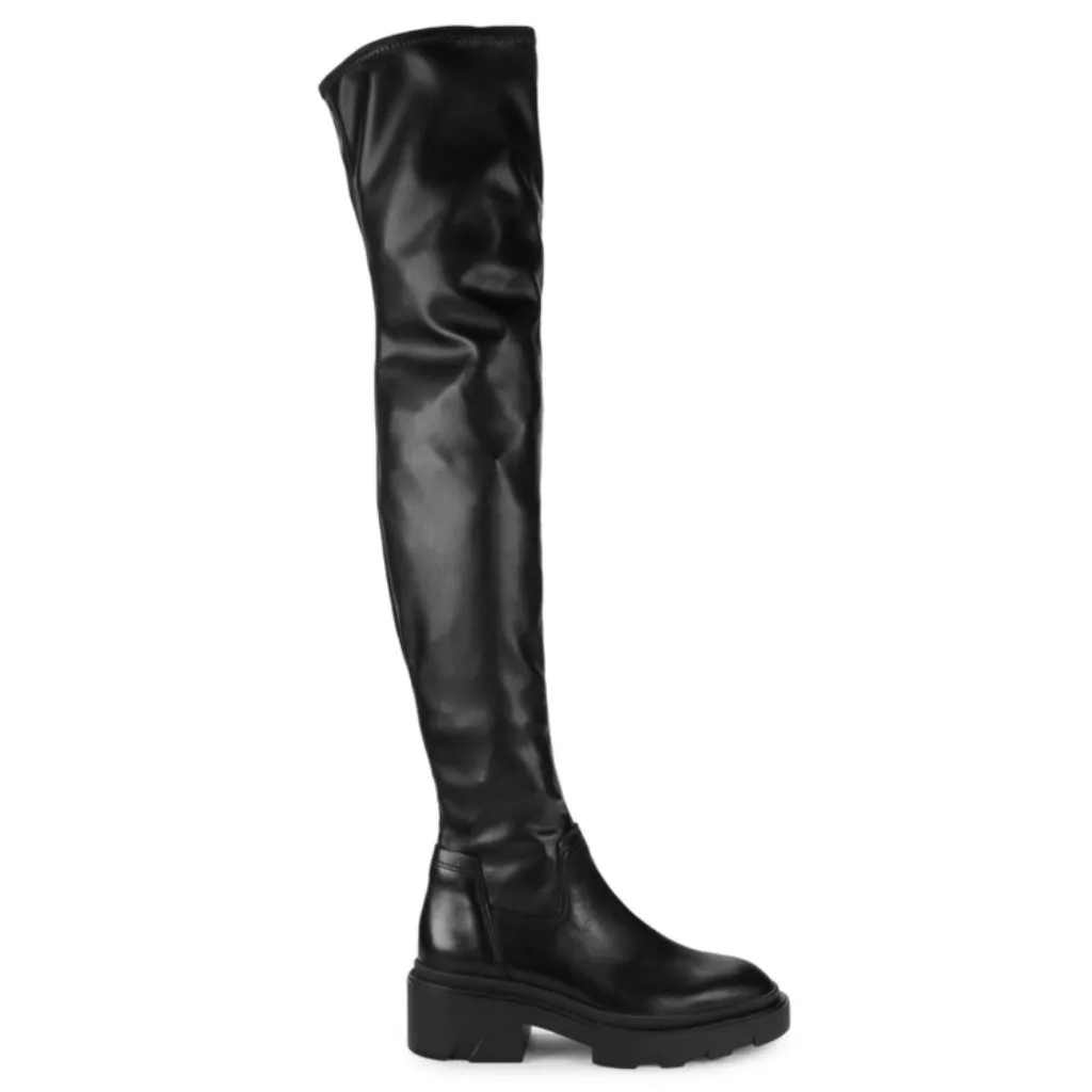 Ash Manny Over-The-Knee Biker Boots Black Thigh-High Leather Chunky Combat Edgy - Image 2
