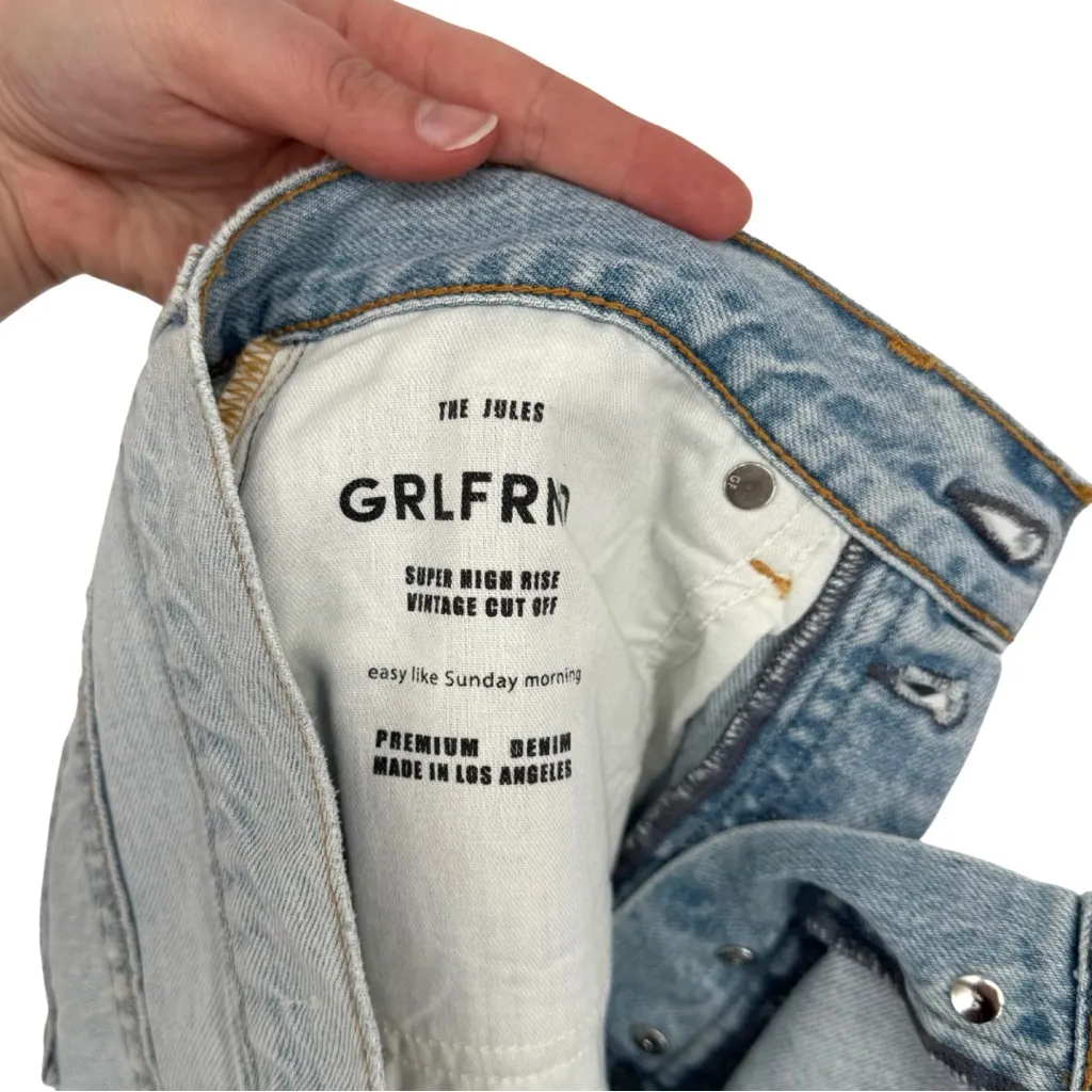 GRLFRND NWT The Jules Super High Rise Vintage Cut Off Shorts Light Distressed 27 - Image 7