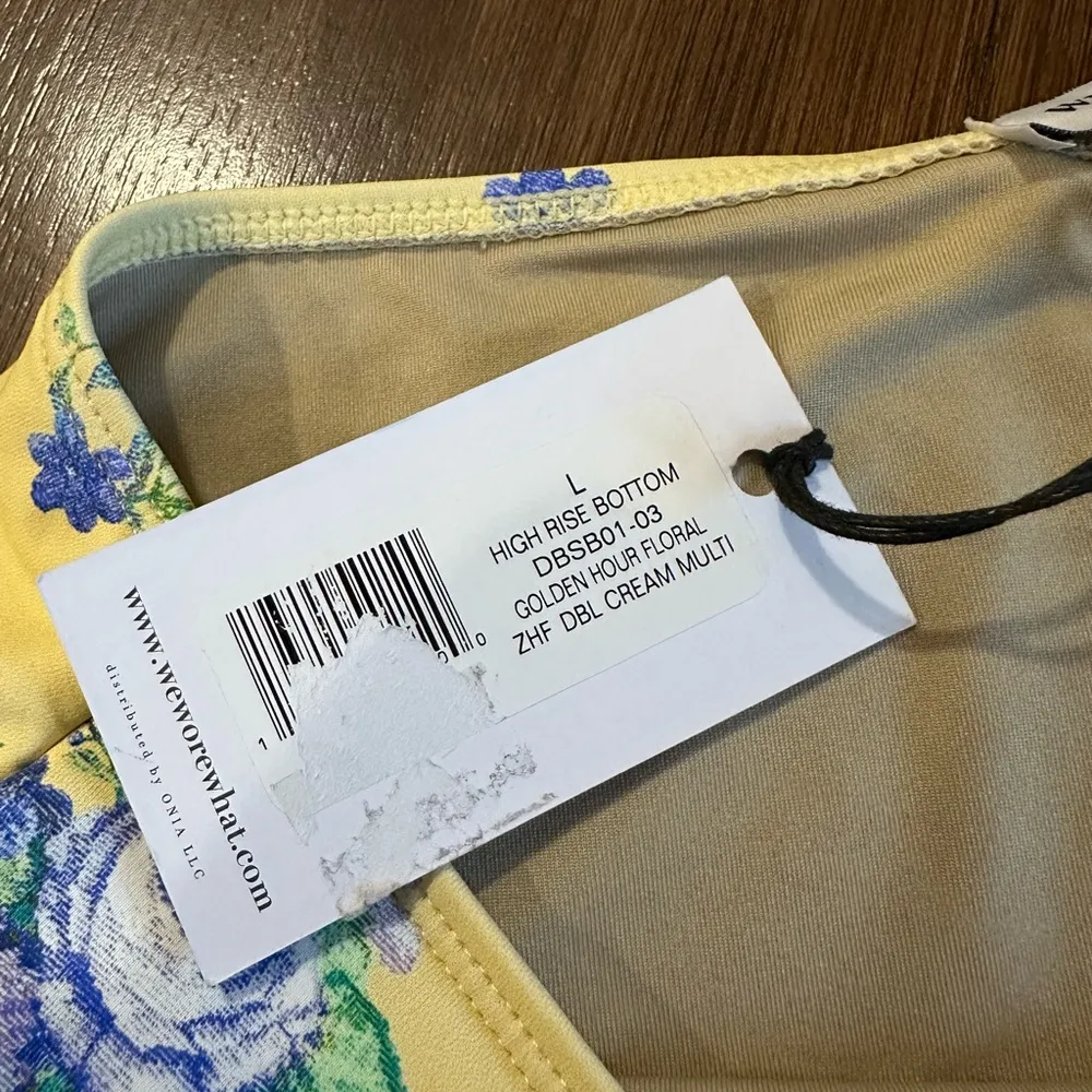 Revolve WeWoreWhat NWT Floral High Rise High Waist Bikini Bottom Cream Floral L - Image 4