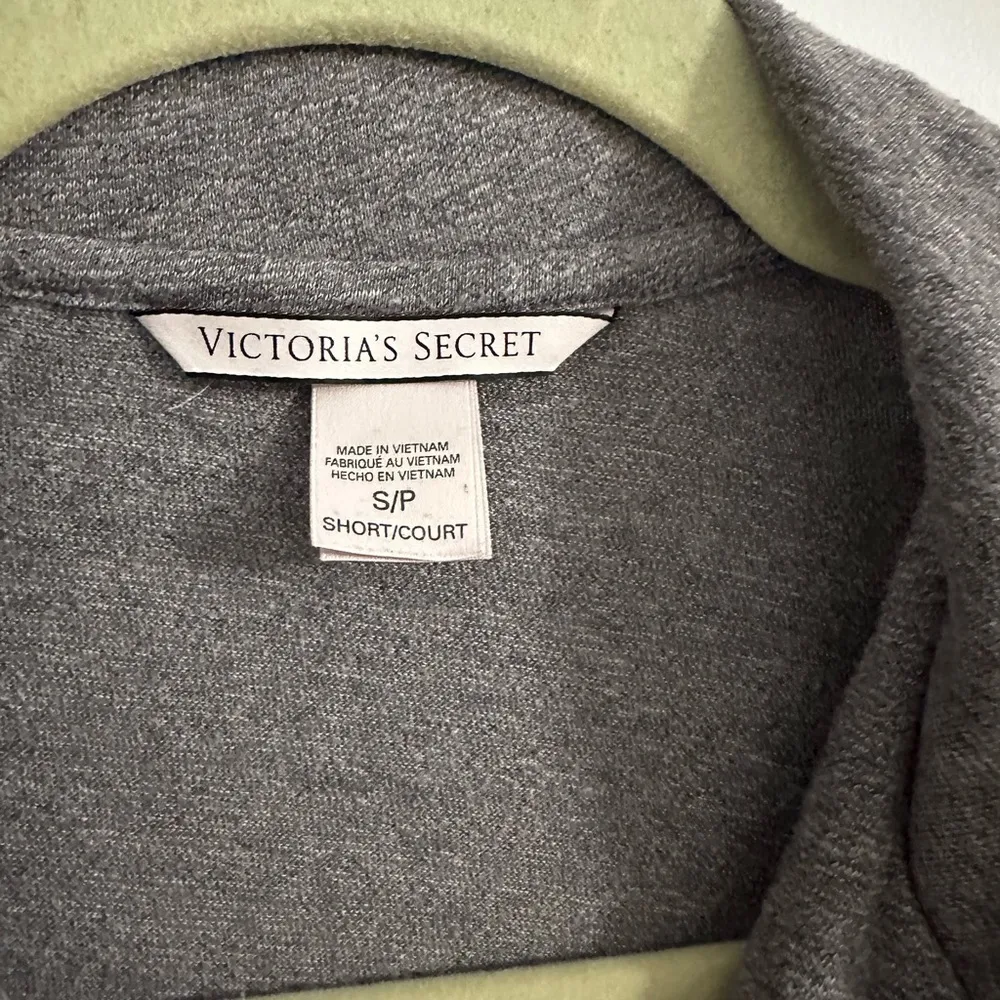 Victoria’s Secret grey pink button up pajama shirt long sleeve embroidered﻿ - Image 2