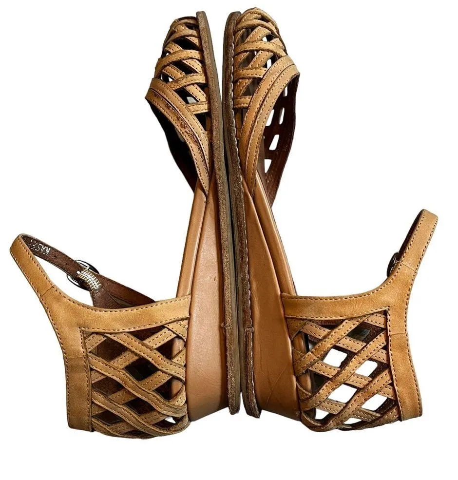 Vintage by Jeffrey Campbell Lattice Leather Wedge Sandal, Sz 8 - Image 10