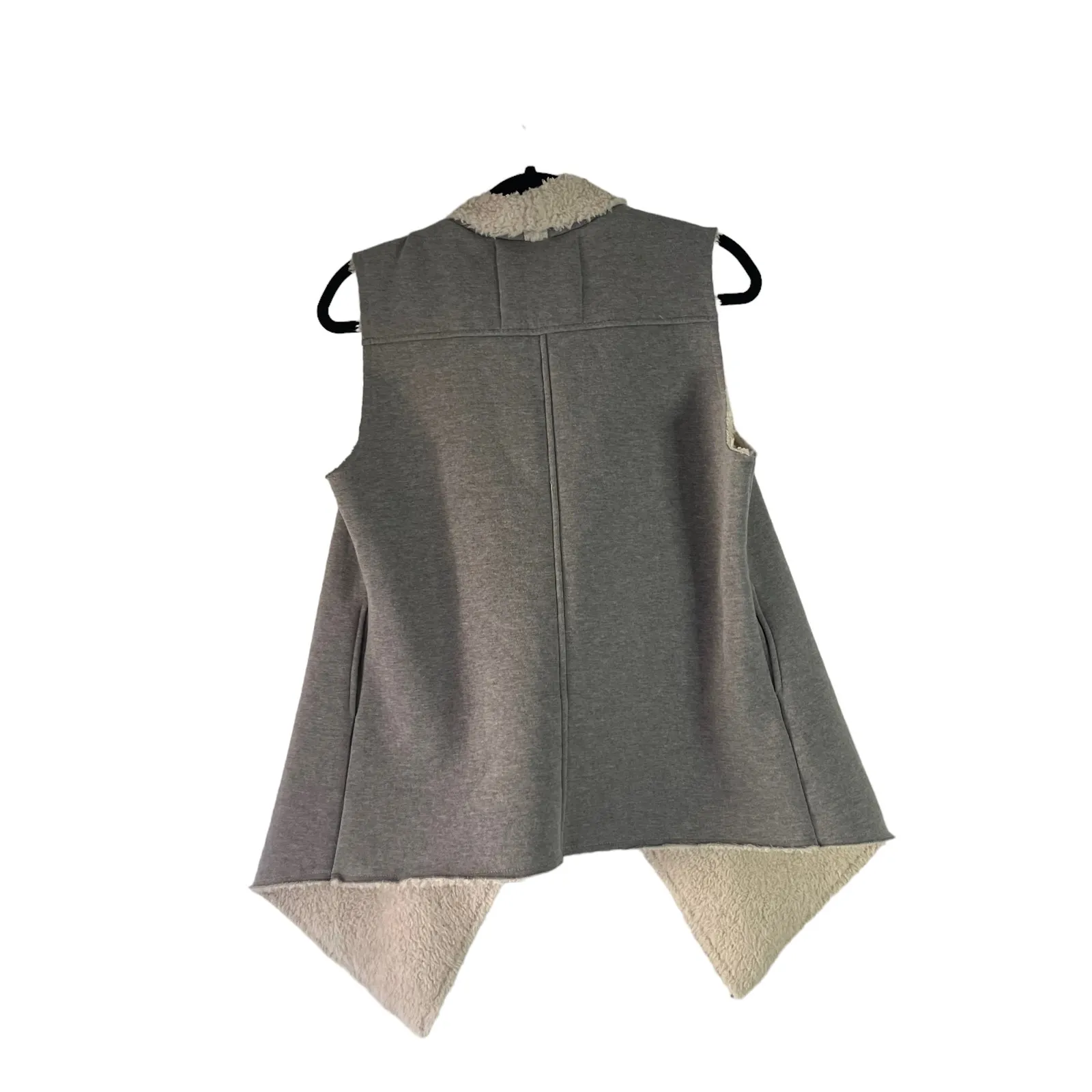 Cavalini Women's Size Medium Grey Sherpa Open Front Western‎ Cardigan Sweater - Image 7