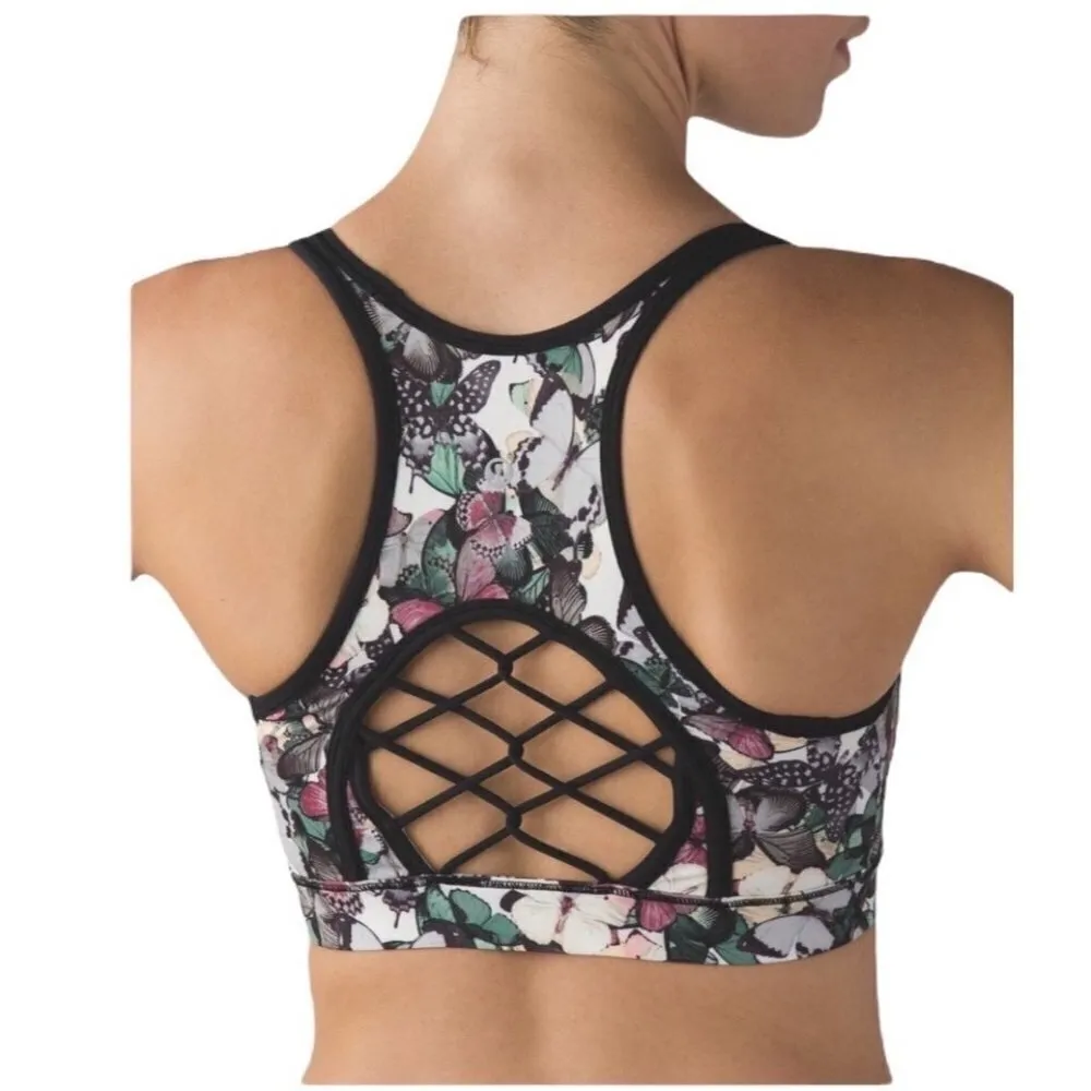 Lululemon Sweaty or Not Bra II So Fly Butterfly Angel Wing‎ Sports Bra Size 4 - Image 2