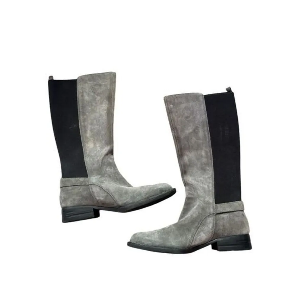 Born Womens Grey Suede Leather Strechy Slip On Riding Knee Boot sz 8 Equestrian Gray - Image 6