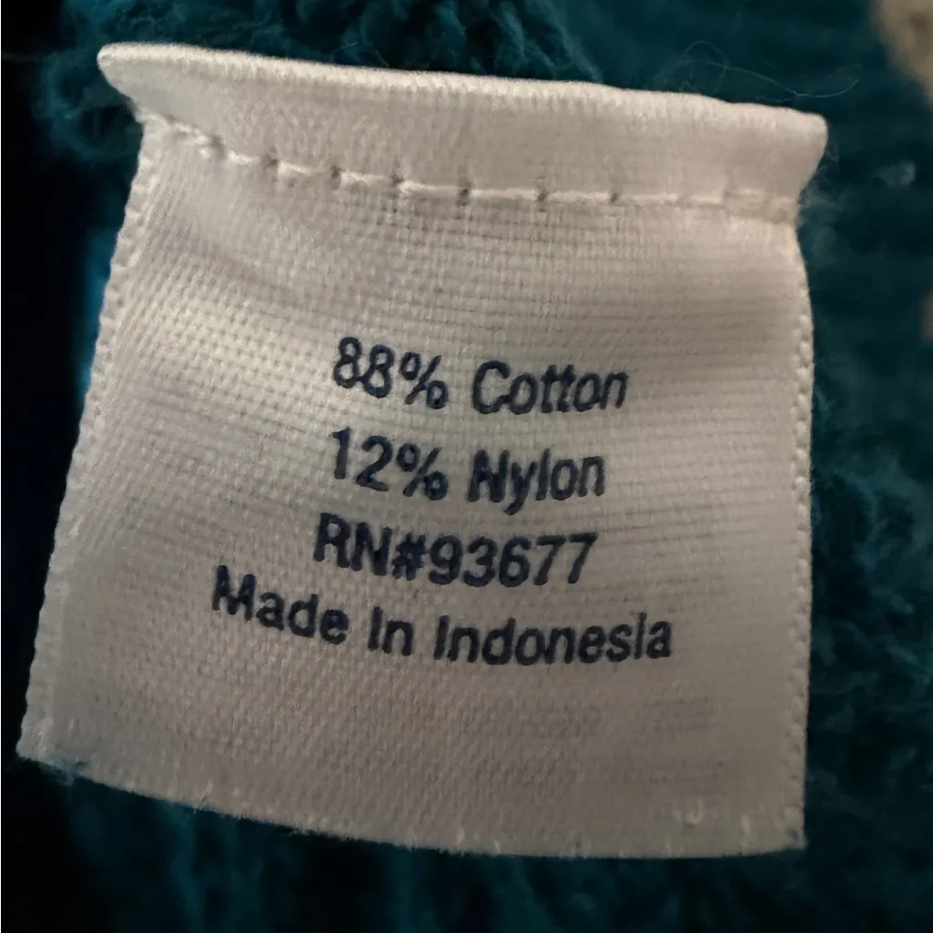 St. John's Bay Teal Cable Knit V-Neck Sweater - Image 5