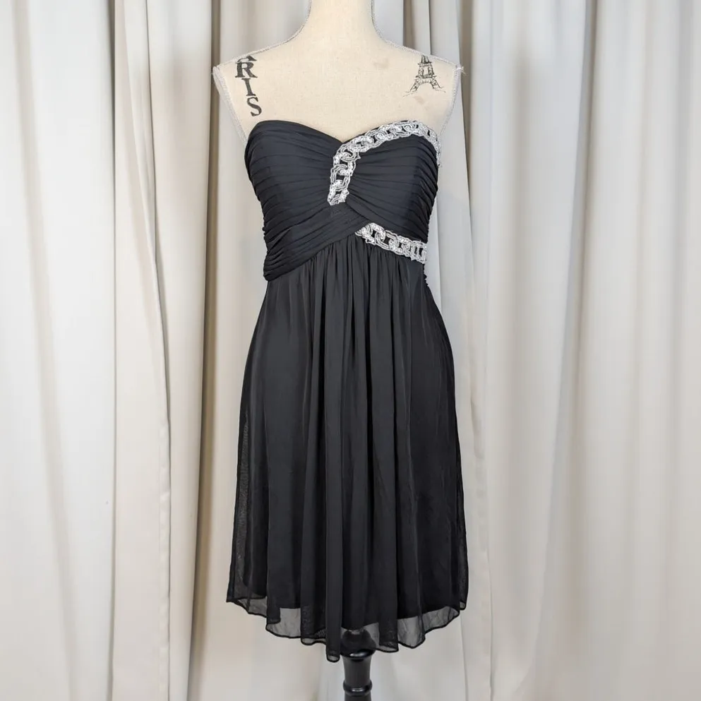 Vintage Blondie Nites Black Strapless Chiffon Cocktail Dress – Y2K - Image 16