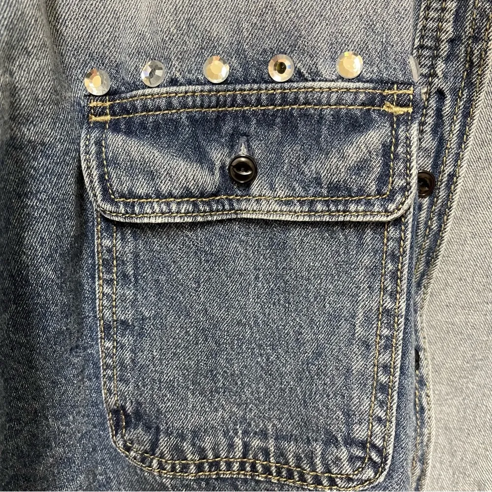 Rebecca Minkoff | Distressed Studded Denim Jacket L | layering | Jean jacket - Image 3