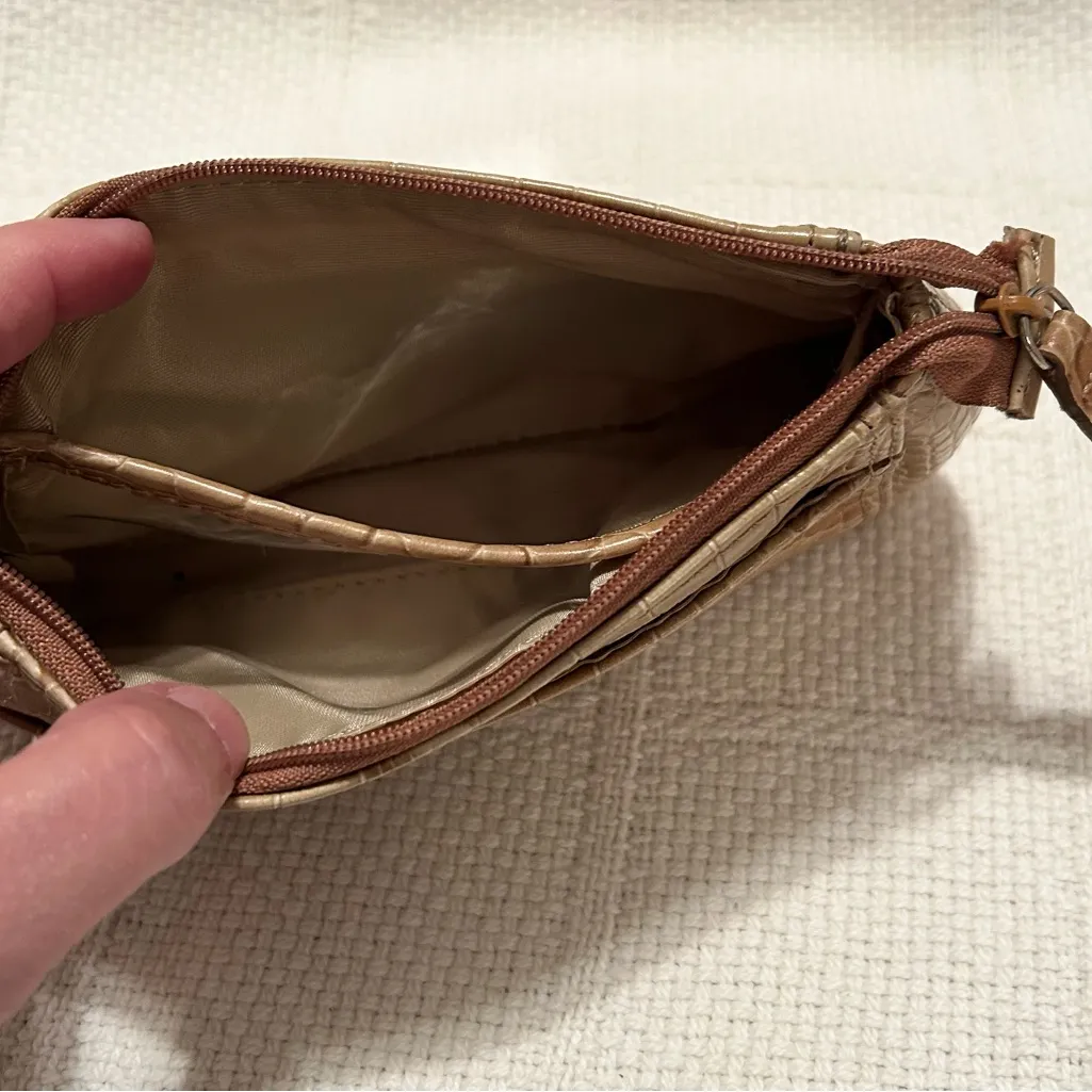 NINE WEST Brown Crocodile Embossed Cosmetic Bag - Image 5