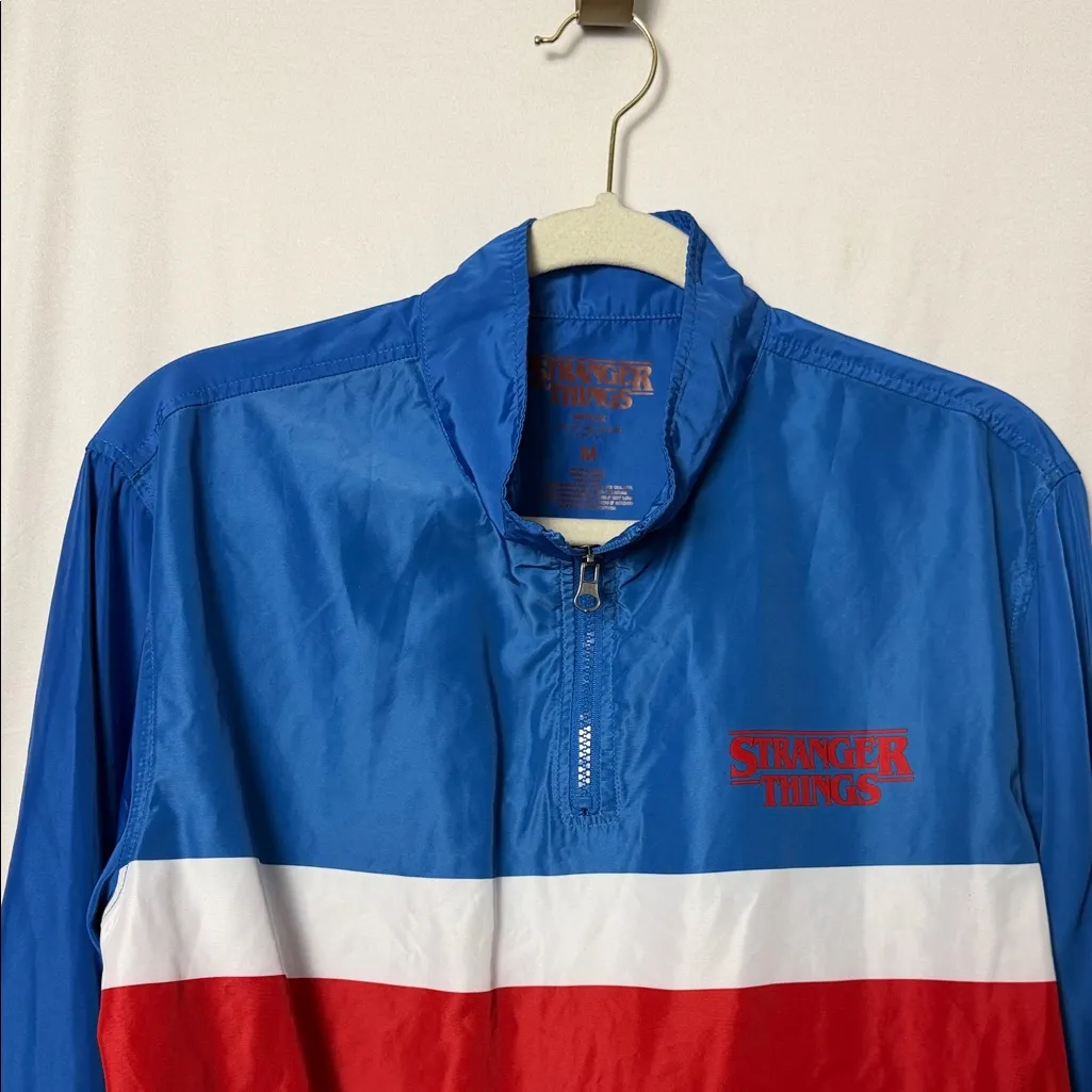 Stranger Things Blue and Red Windbreaker Jacket Size Medium - Image 3