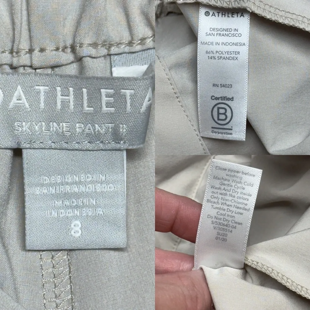 Athleta Skyline Pant II Beige Belted Lightweight Travel High Rise Paperbag SZ 8 - Image 16