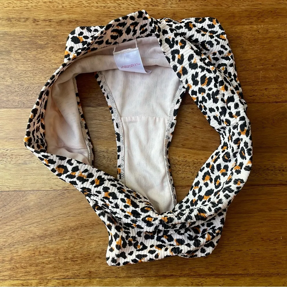 Leopard Print High-Waisted Ribbed Bikini Bottoms with Full Coverage NWOT - Image 4