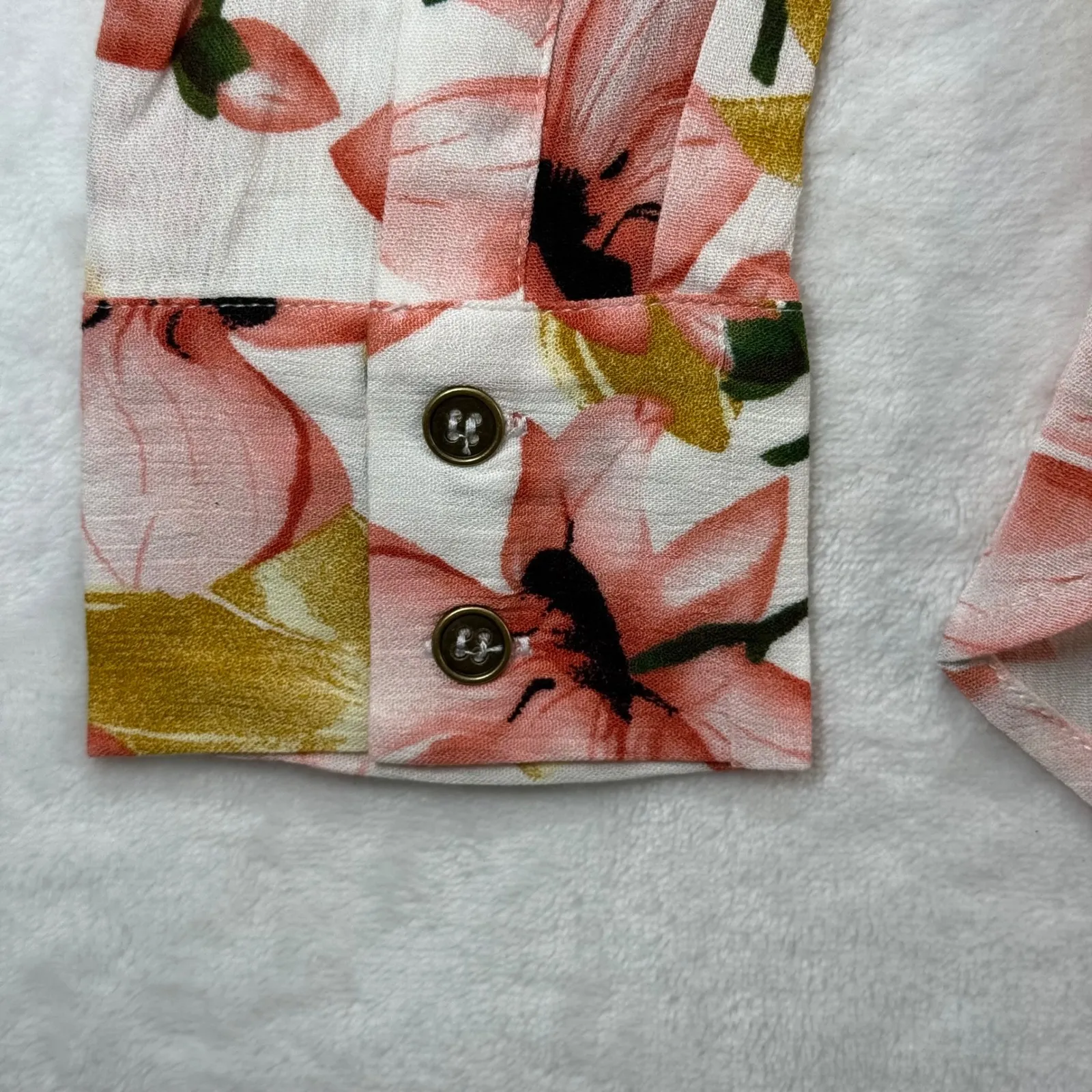 Vacate Anthropologie Floral Button Down Top Blouse Long Sleeve Pink Casual Sz S - Image 2