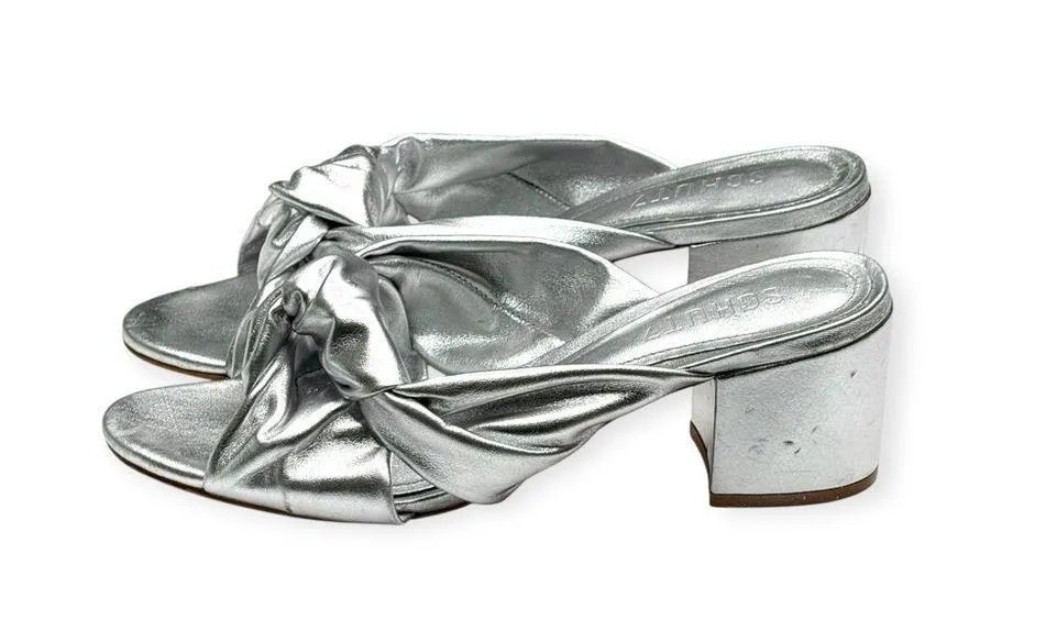 Schutz x Anthropologie ༄ Mindy Mid Block Heels ༄ Metallic Silver Leather ༄ 6.5M - Image 8