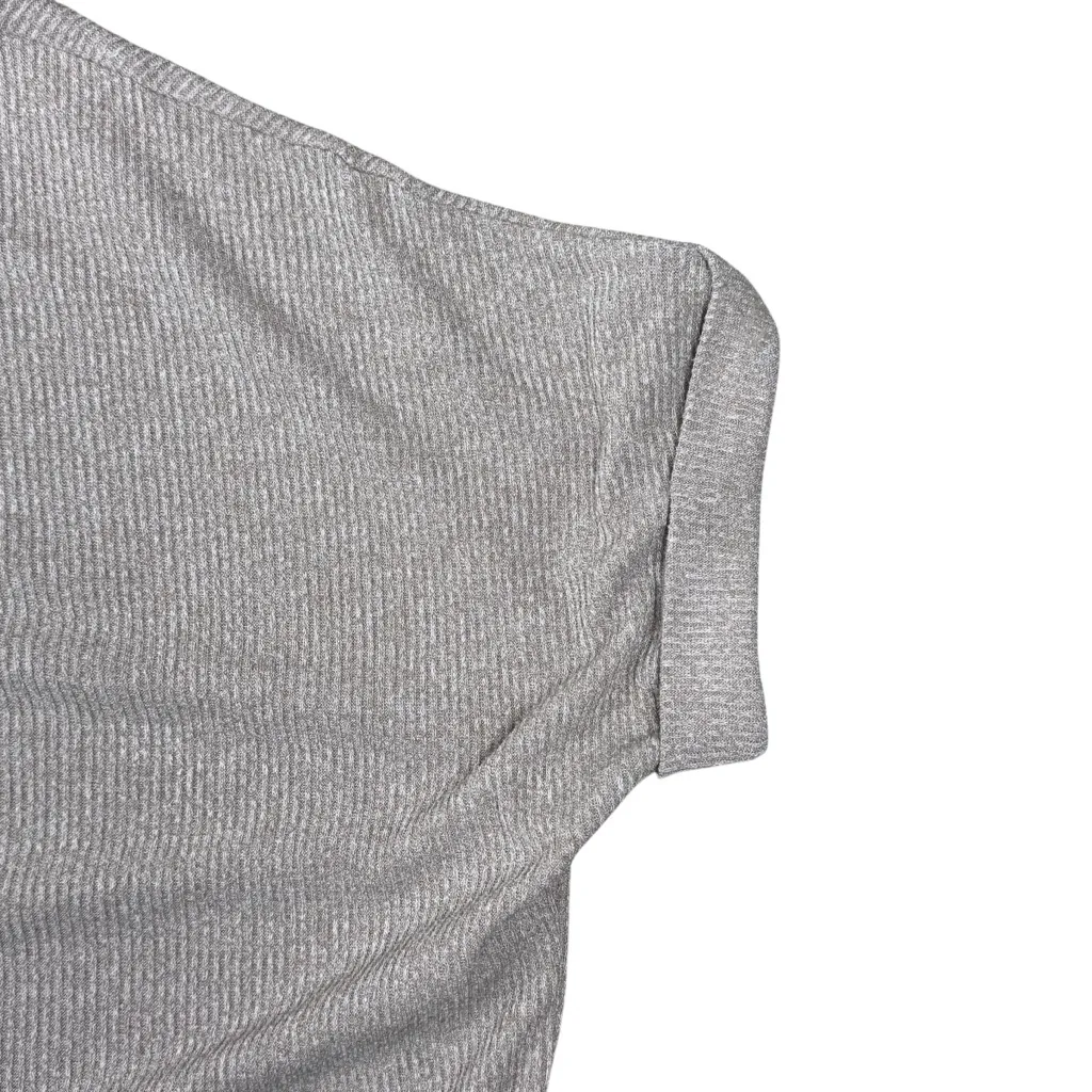 White Birch Oversized Relaxed Fit Heathered Tan Dark Khaki Ribbed Sweater Top 1X - Image 5