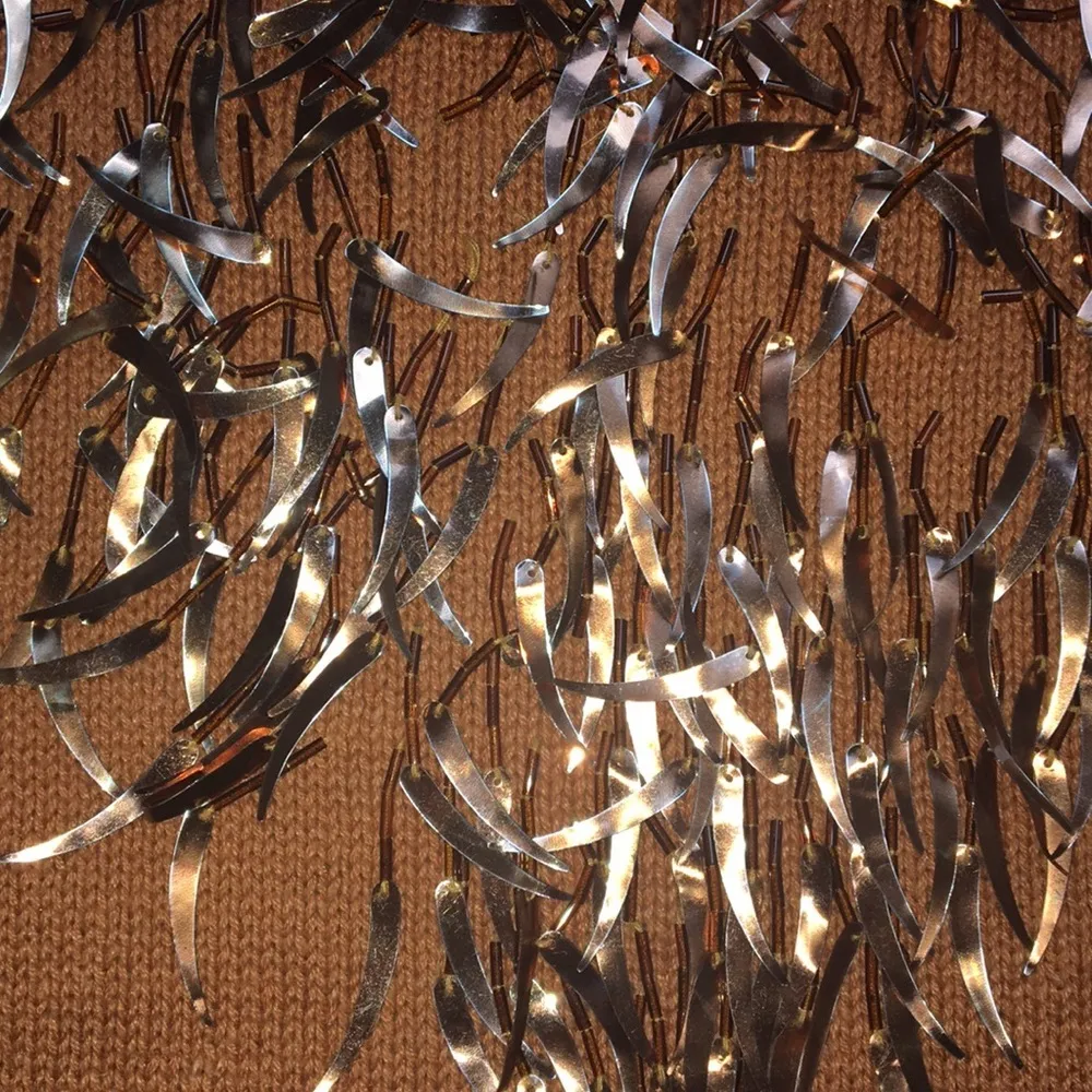 VINTAGE BURNT ORANGE WESTERN COWBOY SEQUIN PULLOVER SWEATER KNIT RAMIE COTTON - Image 4