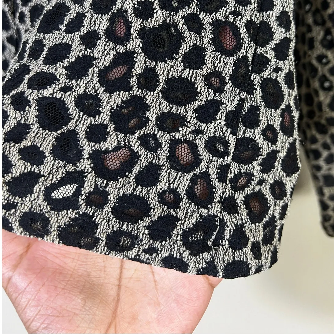 Vintage Hanky Panky Textured Burnout Button Down Top Womens M Black Lace Retro - Image 4