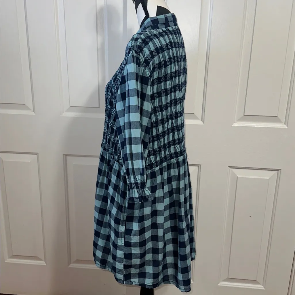 Free People Navy and Light Blue Charlotte Gingham Tunic - Image 2