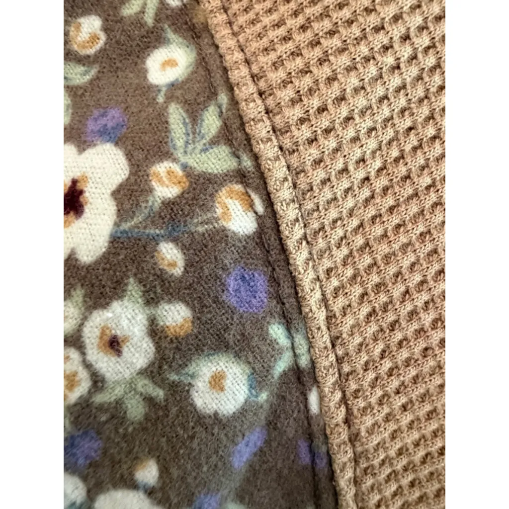 Easel Women's Waffle Floral Terry Knit Top in Rose Pink Size S - Image 4