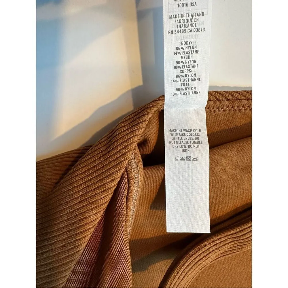 Size S OFFLINE by Aerie Ribbed Plunge Sports Bra in Medium Brown - Image 3