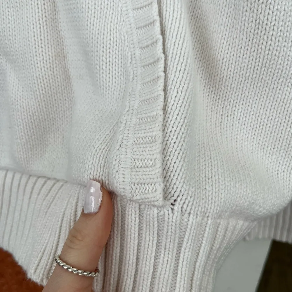 1/4 Zip Cream Sweater- 100% Cotton. Petite Large - Image 5