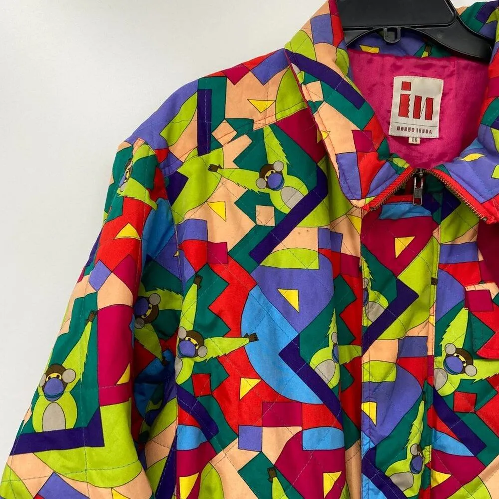 Nobuo Ikeda Vintage K Pop Monkey Geometric Jacket Yellow Size 6 - Image 8