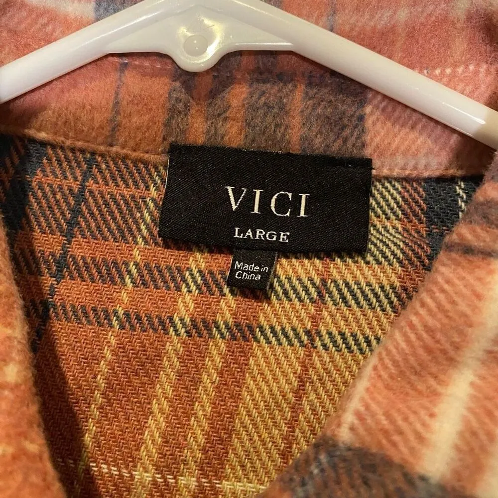 VICI  Balboa Plaid Wool Blend Shacket in Mauve Large - Image 4