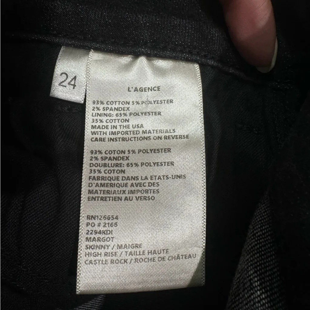 NWOT L'agence Margot‎ High Rise Skinny In Castle Rock Black Size 24 - Image 5