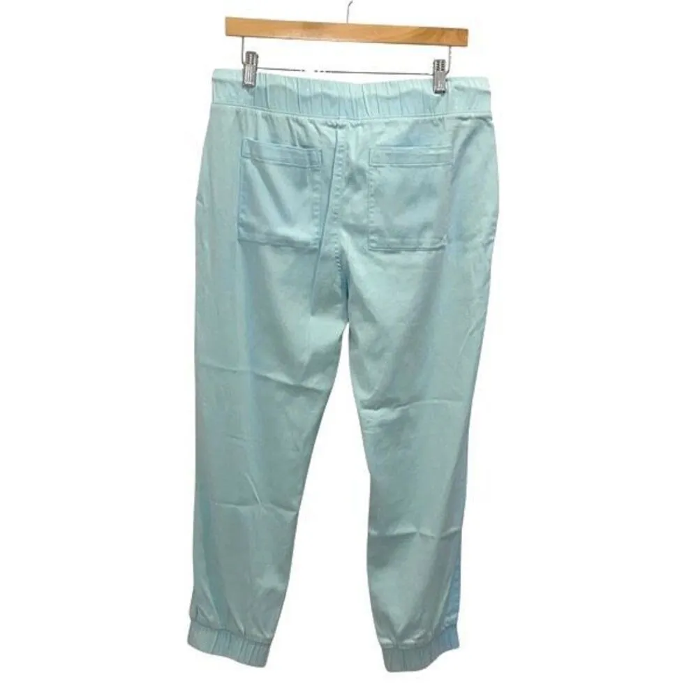 Bella Dahl Womens Elastic Waist Drawstring Cropped Jogger‎ Pants Aqua Large NWT - Image 5