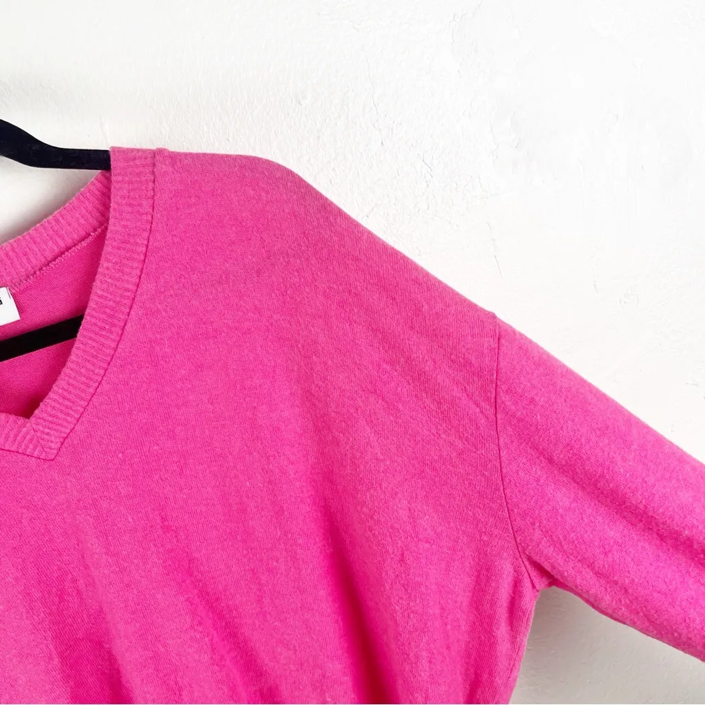 LNA Clothing Pink V-Neck Long Sleeves Drop Shoulders Fuzzy Sweater Small - Image 6