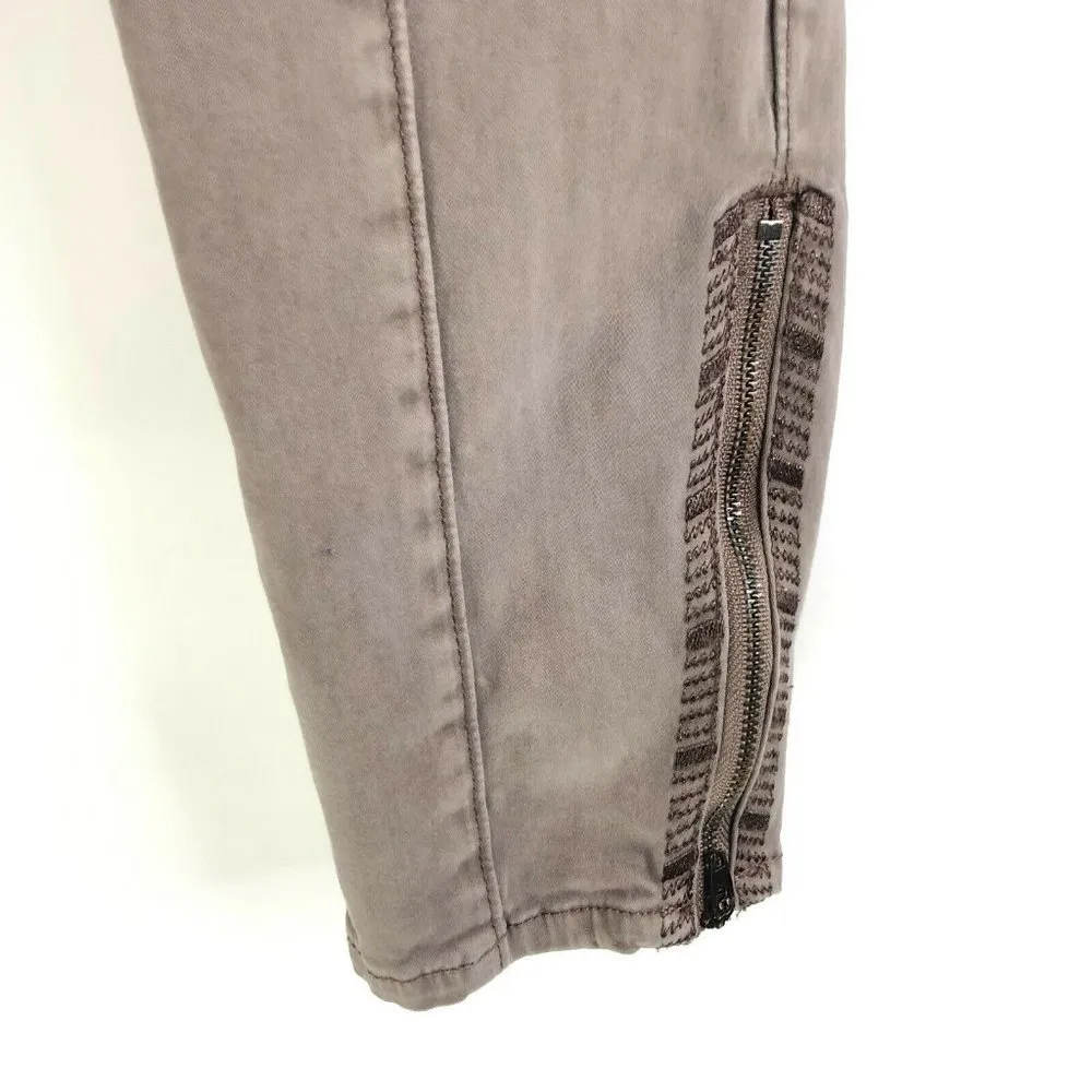 White House Black Market Jeans The Skinny Ankle Embroidered Zipper Brown 4 - Image 2