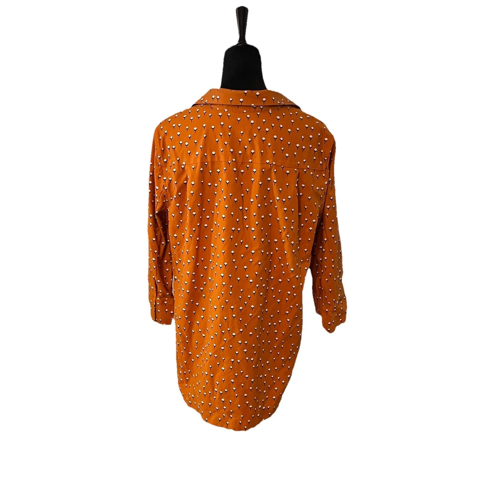Chico’s Top Sz 2 Cotton Buds Button  Down  Burnt Orange - Image 2