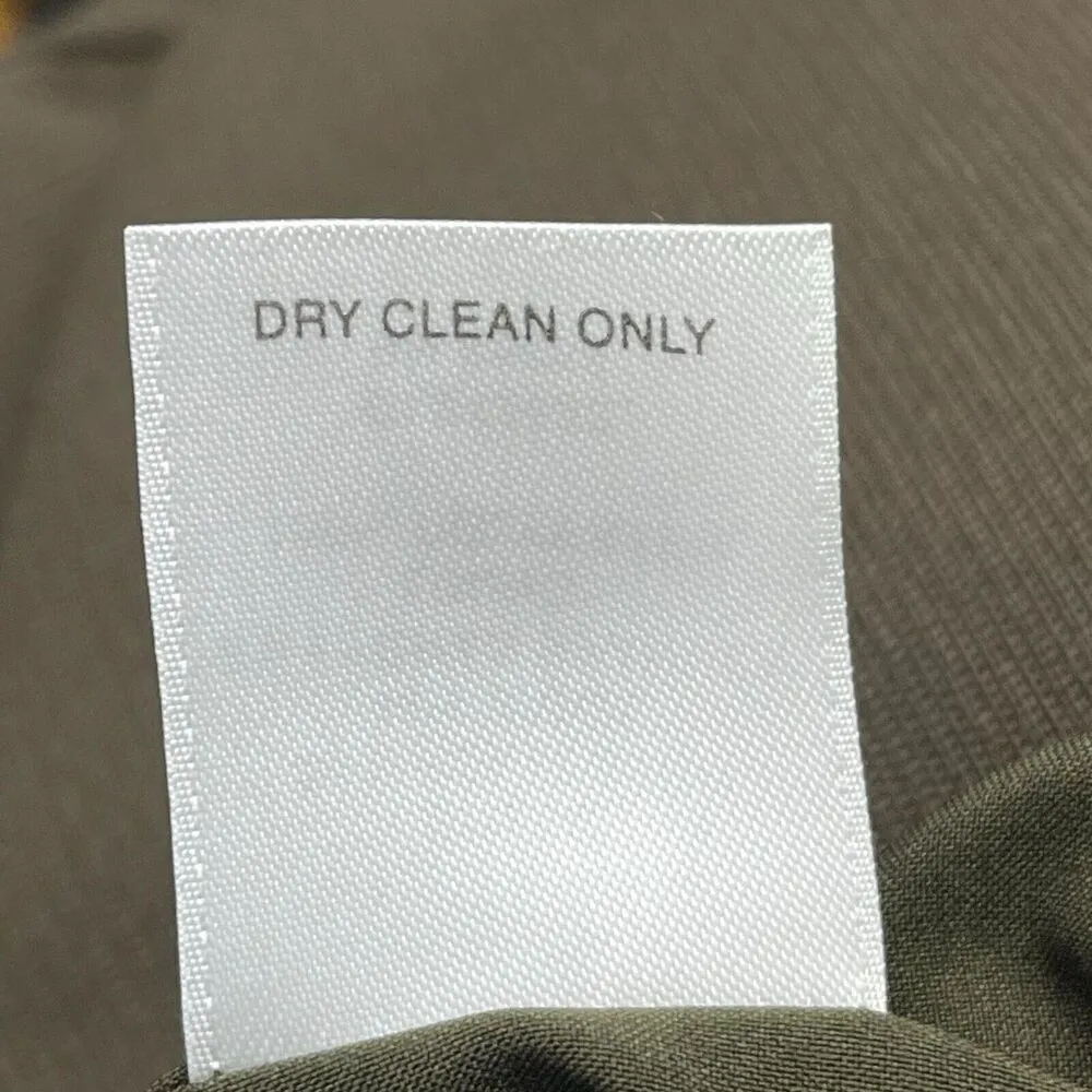 Classiques Entier Size 14 Sheath Dress Olive Green Ruffled V Neck Zip Up NO BELT - Image 7