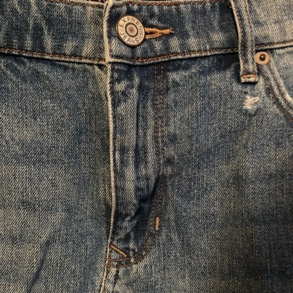 Express Distressed Denim Mini Skirt‎ Blue Size 12 - Image 5