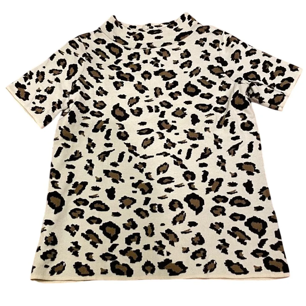 Anthropologie‎ Field Flower Leopard Print Mock Boho Chic Cozy Sweater Size XS - Image 2