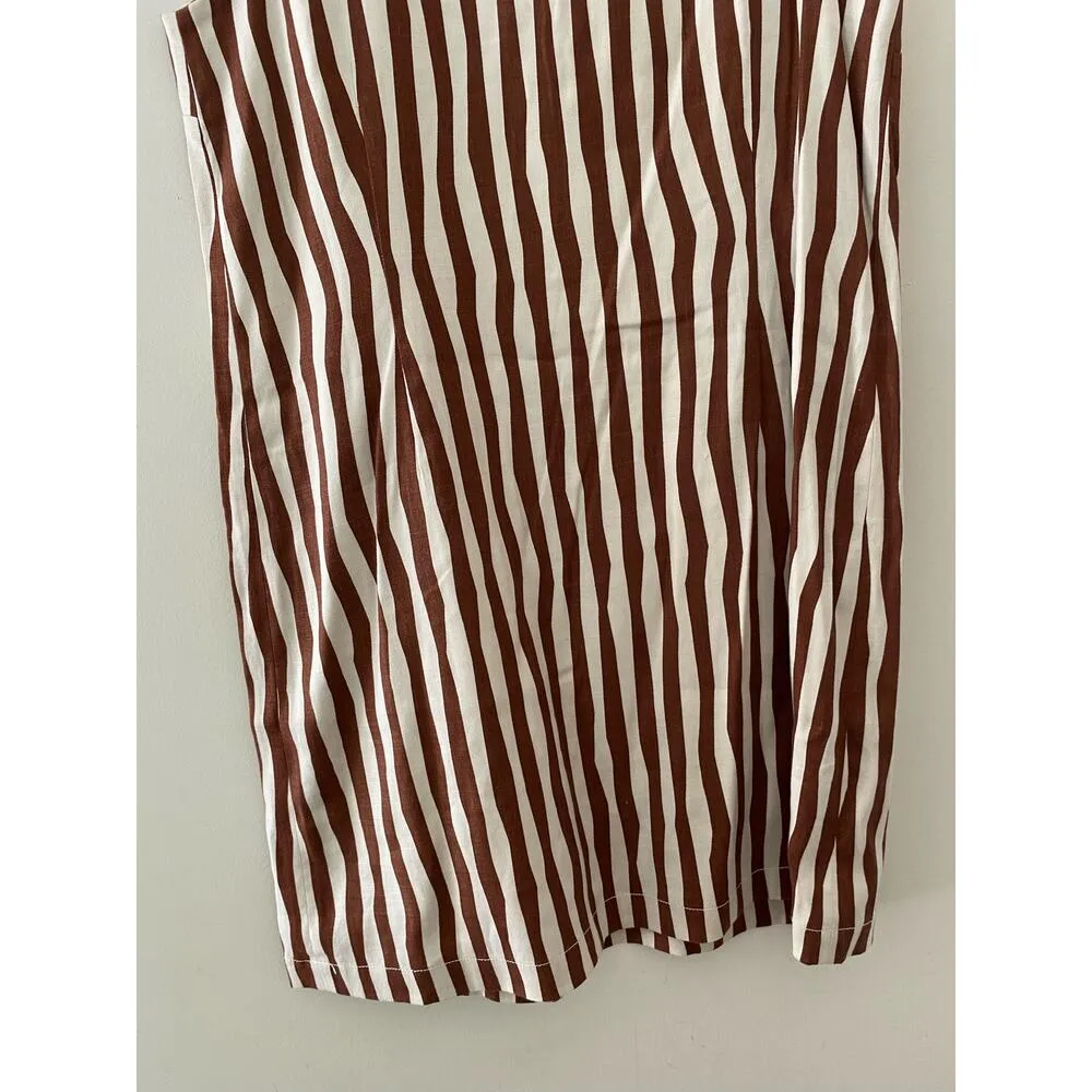 L.K. Bennett London Brown White Wavy Shift Sheath Dress USA 8 Dr Annelin Linen - Image 12